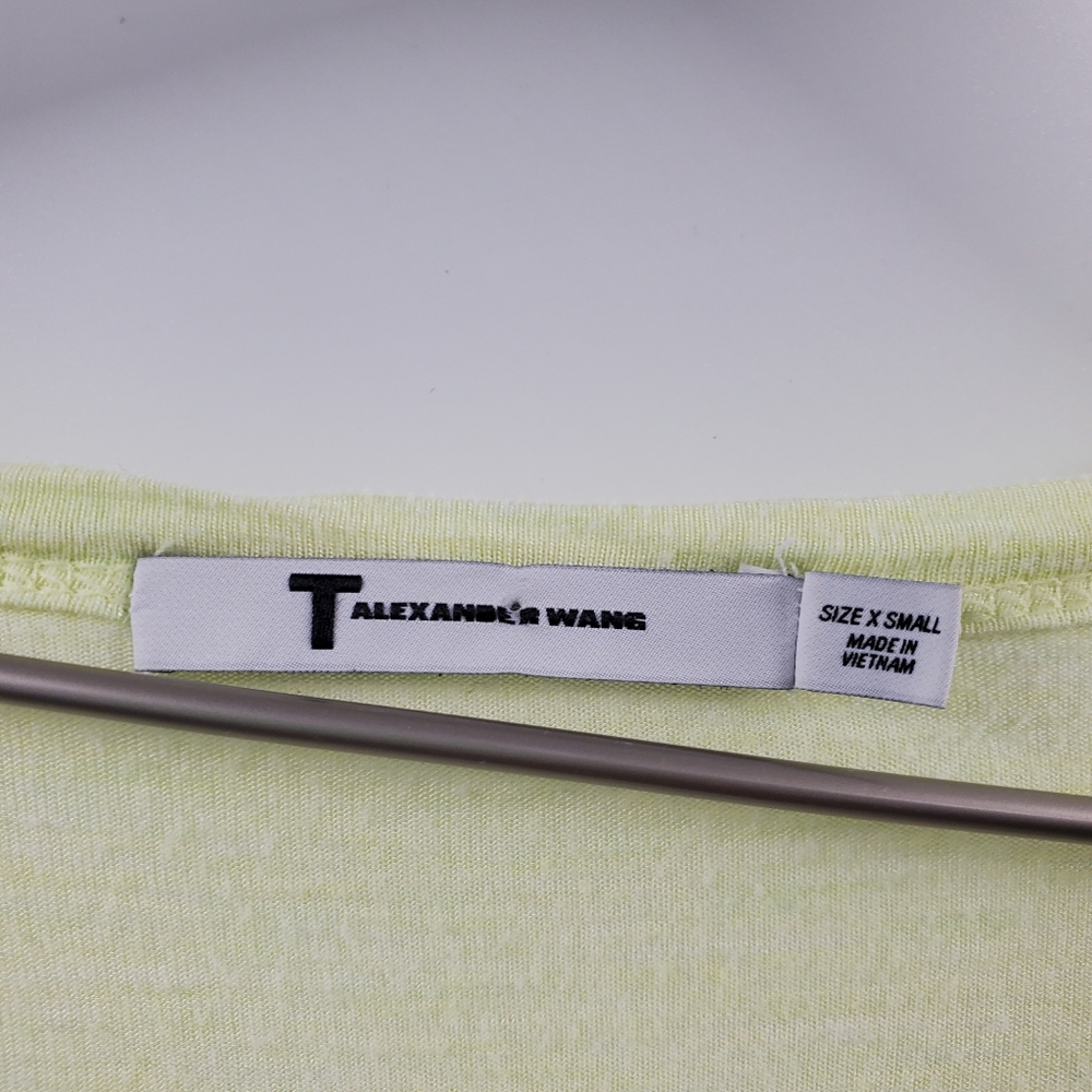 T Alexander Wang Highlighter Yellow Tee Shirt Pocket Front V Neck Dopamine - Picture 4 of 5